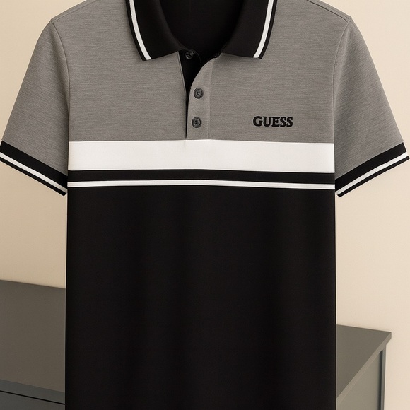 GUESS Men’s Colorblock Polo Shirt - Size L​ - Picture 1 of 6